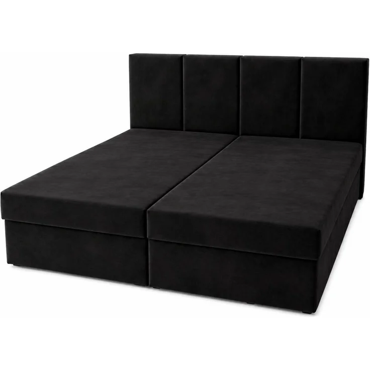 KRISAN MÖBEL Kontinentalbett DREAM1 Schwarz, Premium-Komfort für Ihr Schlafzimmer mit 2 Bettkasten, Bonell-Federkern Matratze und Topper, 120 x 200 cm – Bild 1