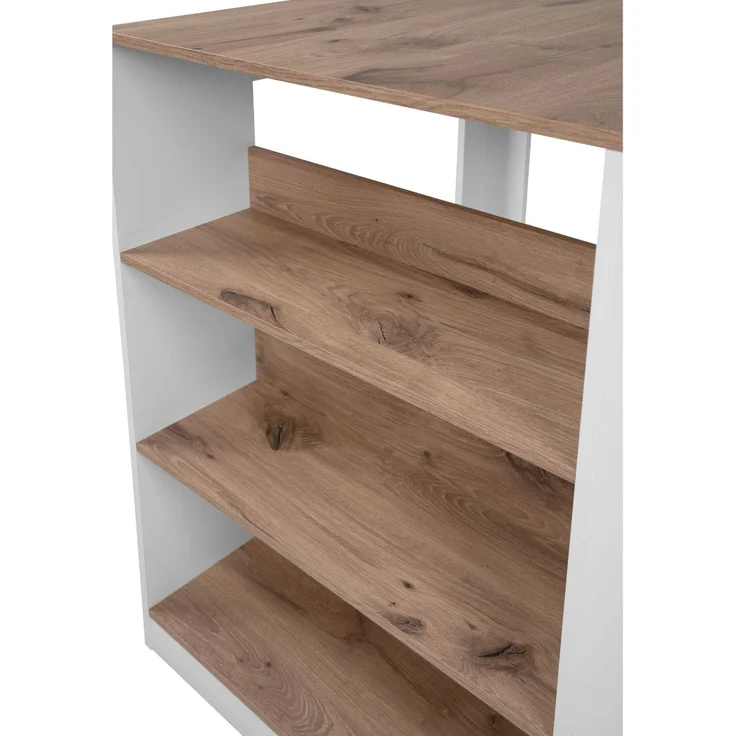 Calicosy 'TAMPA' Esstisch mit 3 Ablagefächern Eiche und Weiß L92cm - Helles Holz – Bild 8