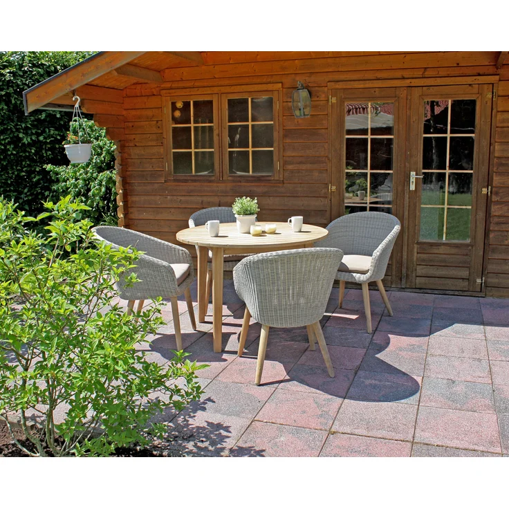 Garten-Sitzgruppe VARNA 5tlg. - Akazie, Braun | Gartenmöbel-Set Gartengarnitur Garten-Essgruppe mit Stühlen und Esstisch – Bild 3