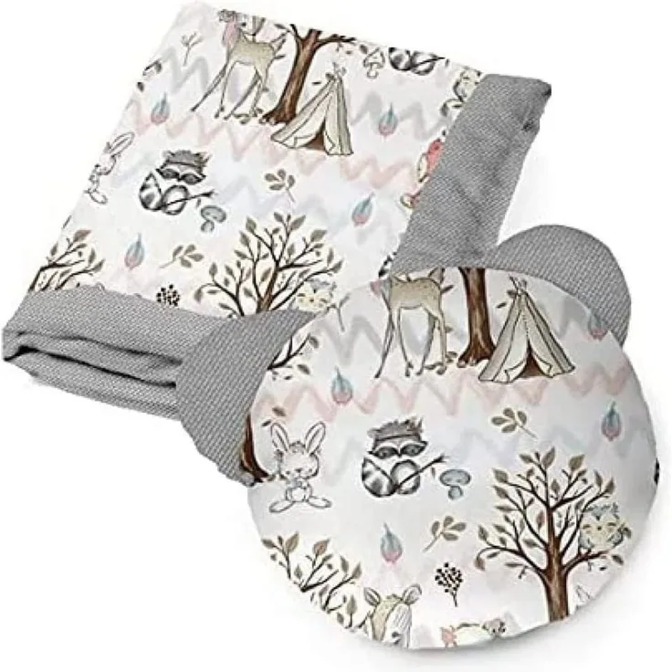 KOSPU Bettwäsche-Set Kissen und Decke für Kleinkinder und Babys, aus Baumwolle und Velours-Stoff, Füllung aus 100% Polyester, Schlafdecke 75x100 cm, Bärchen-Schlafkissen Æ40 cm