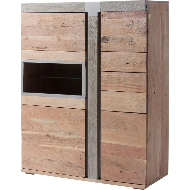 Highboard Akazie 110x45x142 beige lackiert Amsterdam #105