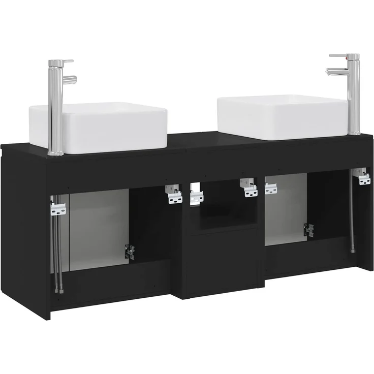 vidaXL Badezimmerschrank-Set 3 stk. Schwarz 135 x 35 x 80 cm 3405658 – Bild 8