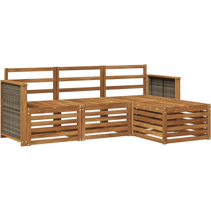 vidaXL Outdoor-Sofagarnitur 4 stk. 4-Sitzer Natur Massivholz Akazie 3384195 – Bild 2