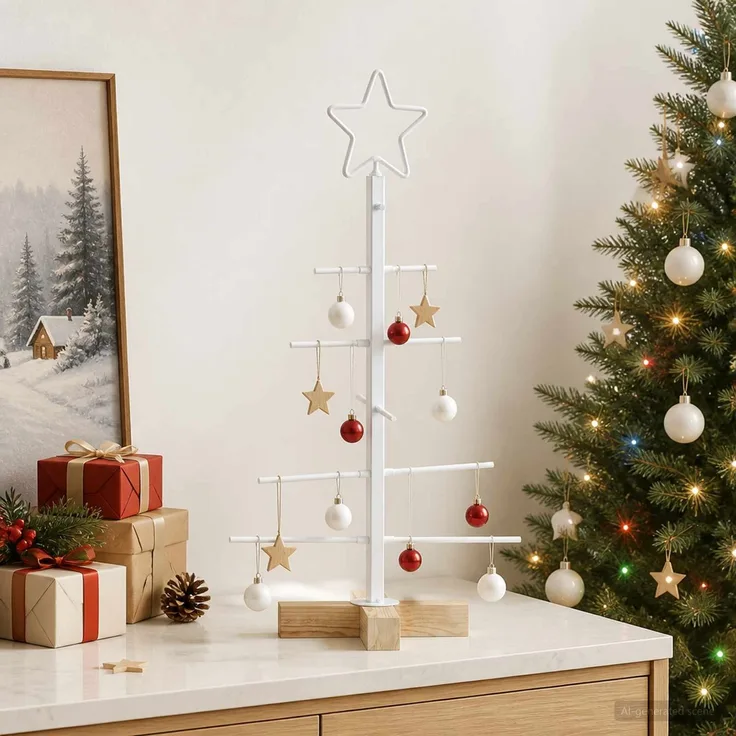 vidaXL Metall Weihnachtsbaum KUOPIO 60 cm Stahl Weiß 42053872