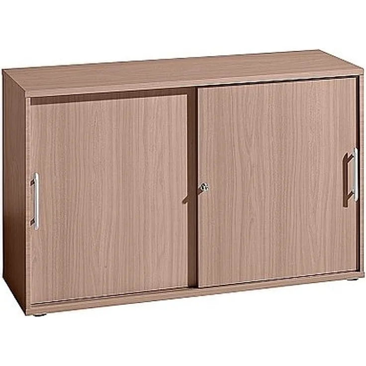 Schiebetürschrank 2 Ordnerhöhen, 120cm RE Nussbaum