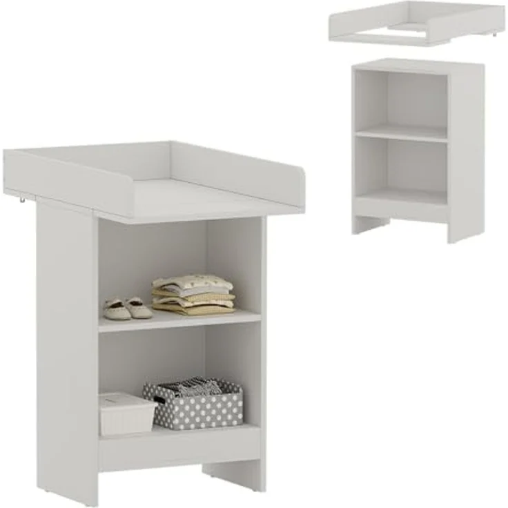 Wickelkommode Mona Weiß 60 x 103.5 cm mit Wickelaufsatz Vicco – Bild 7