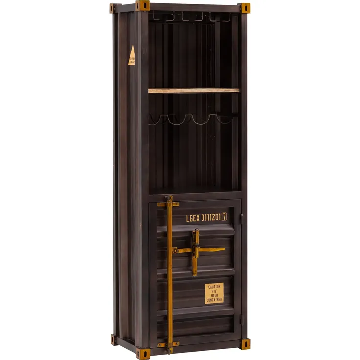 massivum Barregal Cargon 60x177x40 cm braun Metall Mango Holz Hochschrank Barschrank Weinregal Industrie-Design Flaschenregal Hausbar