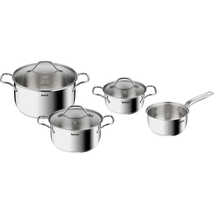 Tefal Intuition 7-teiliges Topfset Edelstahl B864S7 Kochset Edelstahl Edelstahl Edelstahl Edelstahl Glas – Bild 1