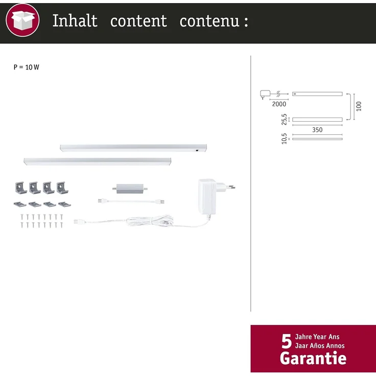 Paulmann LED Lichtleiste Inline weiß 35 cm TW 2er Set – Bild 5