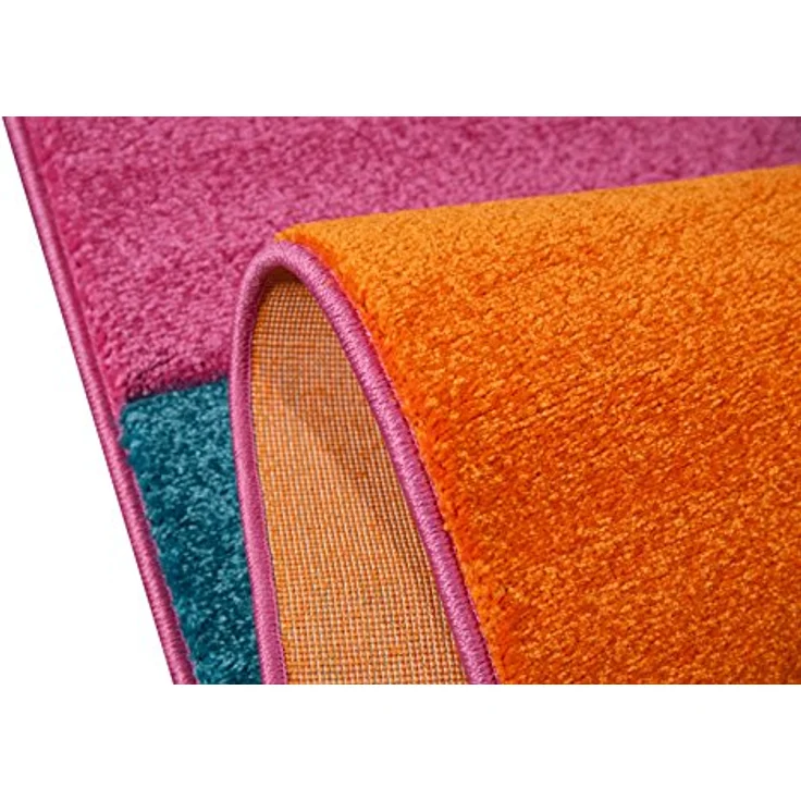 CARPETIA Kinderteppich Spielteppich Kinderzimmer Teppich Karo bunt türkis orange weiss rot pink Größe 80x150 cm – Bild 8