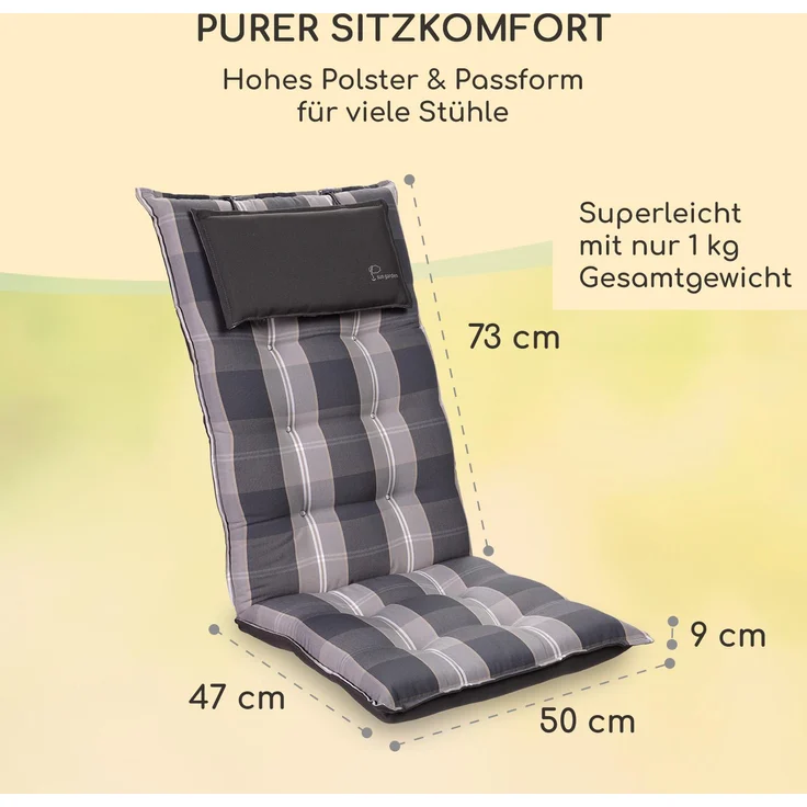 Sylt Polsterauflage Sesselauflage Kopfkissen Polyester 50 x 120 x 9 cm Hellgrau / Grau – Bild 6