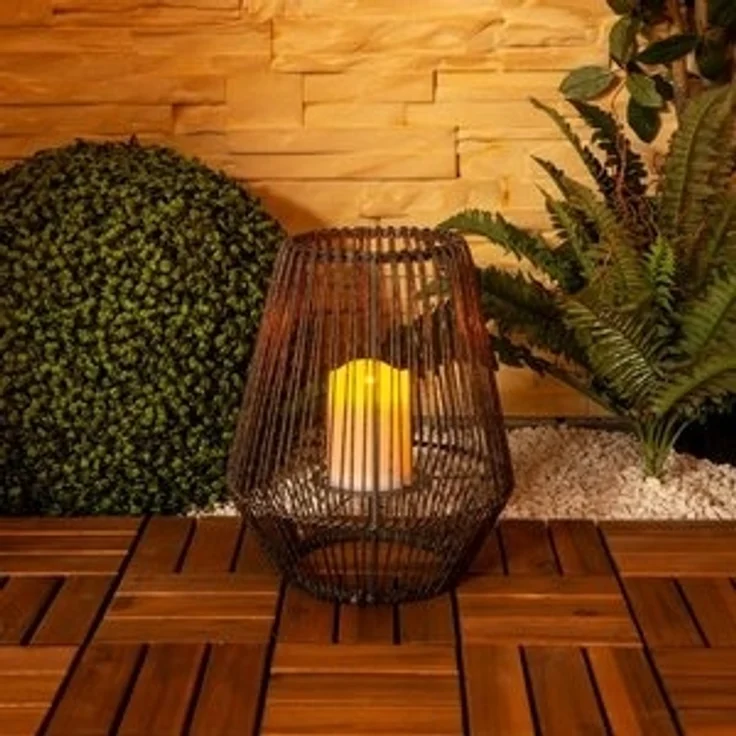 näve LED Solarleuchte Plasto, LED fest integriert, Warmweiß, Solar, Balkon Terrassen Lampe Tischlampe Flackereffekt Solarlampe – Bild 6