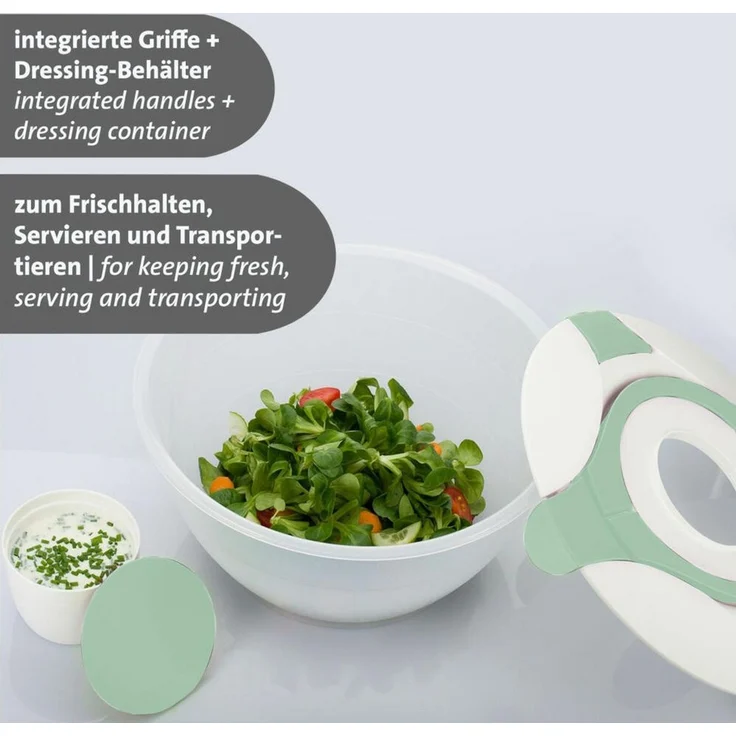 WESTMARK Salatschüssel mit Dressing-Behälter, Fassungsvermögen: 6,5 Liter, Salatbutler, Mint-, Kunststoff: PP, PE, spülmaschinengeeignet, Made in Germany – Bild 3