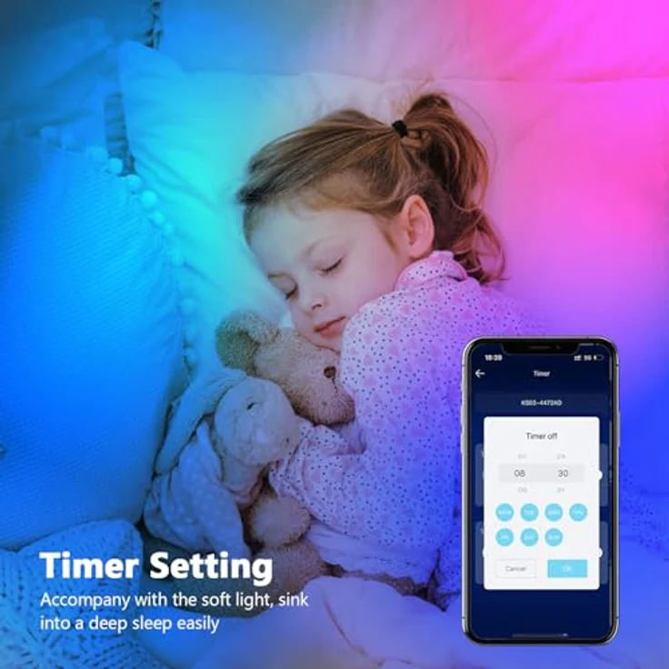 Led Strip 10m, RGB Led Streifen, Bluetooth Smart Led Band Selbstklebend, LED Leiste mit Fernbedienung und APP, LED Lights Dimmbar, Musik Sync, Timer-Einstellung für Gaming Zimmer, Room, Küche, Party – Bild 5
