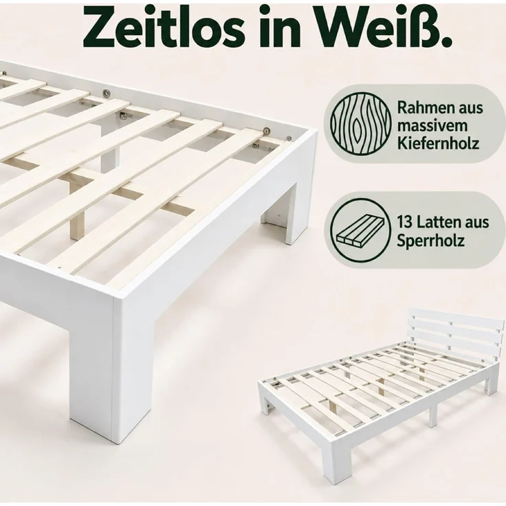 Relaxdays Bett Massivholz 120x200 cm – Bild 6