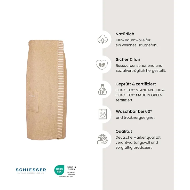 Schiesser Saunakilt Rom Damen - 36-42 - Sand – Bild 2