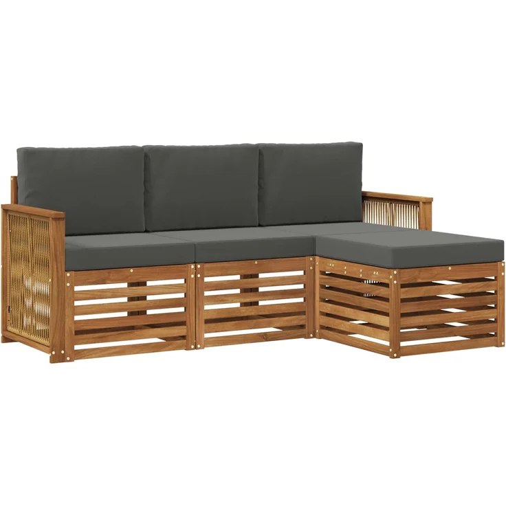 vidaXL Outdoor-Sofagarnitur 4 stk. 4-Sitzer Natur und Anthrazit 3384208 – Bild 2