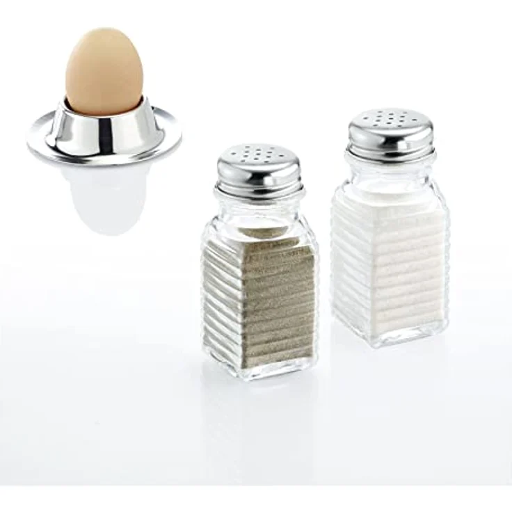 Westmark Universalstreuer, 2tlg, Universelle Lochung im Deckel, Fassungsvermögen: je 75 ml, Rostfreier Edelstahl/Glas, Porto, Transparent/Silber, 63172270 – Bild 3