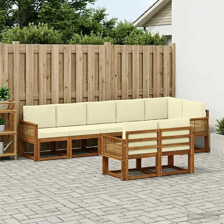 vidaXL Outdoor-Sofagarnitur 8 stk. 8-Sitzer Natur und Creme 3385316 – Bild 1