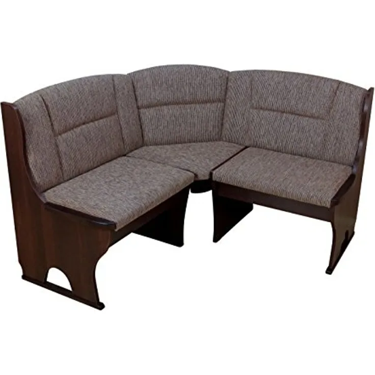 Truheneckbank "Josef I" 125x125 cm, buche, Strukturstoff mocca