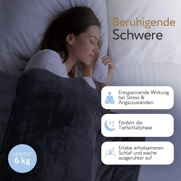 Herlag Gewichtsdecke 6kg 135x200cm Beschwerte Decke für erholsameren Schlaf, Füllung: 100% Polyester mit Feinen Glasperlen, Anti-Stress Therapiedecke – Bild 2