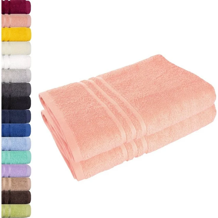 Lavea 2er Set Saunatuch 80x200 cm, Frottierserie Elena, Pastellrosa – Bild 1