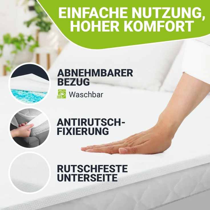 Juskys orthopädischer Topper 140 x 200 cm – 7 Zonen Matratzenschoner aus Memoryschaum – Matratzenauflage 7 cm dick H2 bis H3 für Boxspringbett – Bild 6