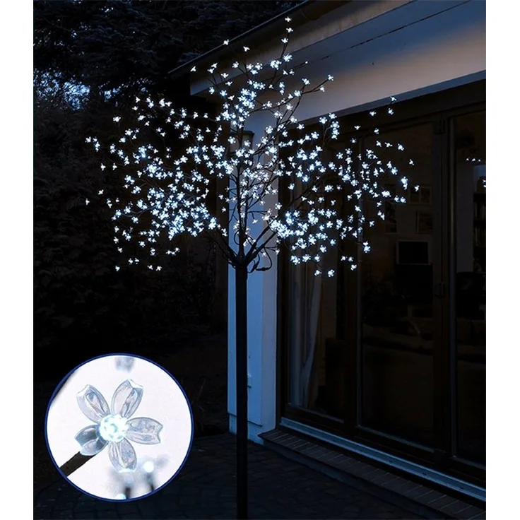 Spetebo LED Baum LED Kirschblütenbaum - 250 cm - Deko Leuchtbaum, An / Aus, LED, kaltweiß, Lichterbaum kalt weiß beleuchtet für den Aussenbereich