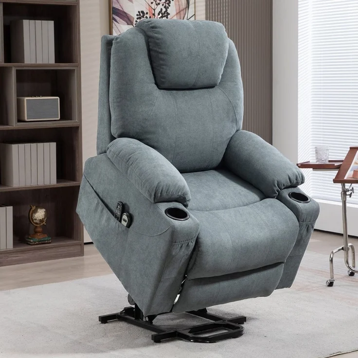 HOMCOM Massagesessel Elektrischer Aufstehsessel mit Seitentaschen (Fernsehsessel mit Fernbedienung, 1-St, Relaxsessel mit Liegefunktion), für Arbeitszimmer, Wohnzimmer, Dunkelgrau – Bild 1
