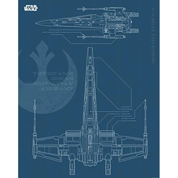 Komar Wandbild | Star Wars Blueprint X-Wing | Kunstdruck 40 x 50 cm, Bunt, ohne Rahmen, hochwertiger Druck auf Premium-Poster Fotopapier – Bild 1