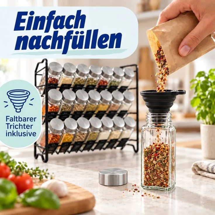 Relaxdays Gewürzregal mit 24 Gewürzgläsern – Bild 3
