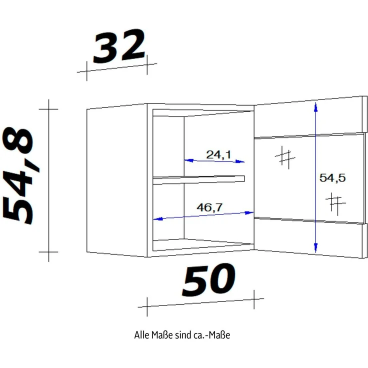 Flex-Well Glashängeschrank Kopenhagen (B x H x T) 50 x 54,8 x 32 cm, mit Stollenglastüren – Bild 3
