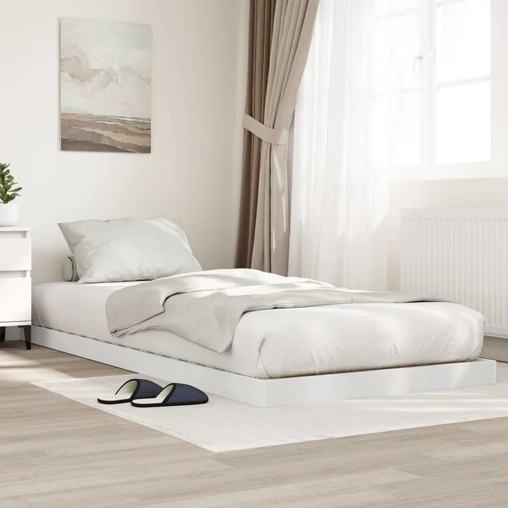 vidaXL Bodenbettrahmen, Holz Weiß, 76,5x200 cm – Bild 1