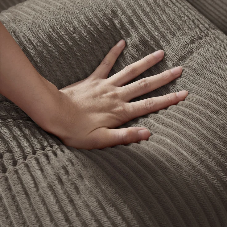 Schlafsofa in Taupe mit Veloursbezug und Kaltschaum, modular, ohne Aufbau,59 x 195 x 89 cm – Bild 8