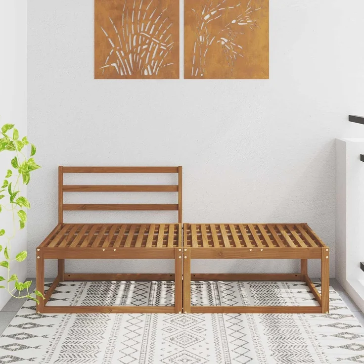 vidaXL Sectional Sofa Einheiten 2 stk. 2-Sitzer Massivholz Akazie 900546 – Bild 2