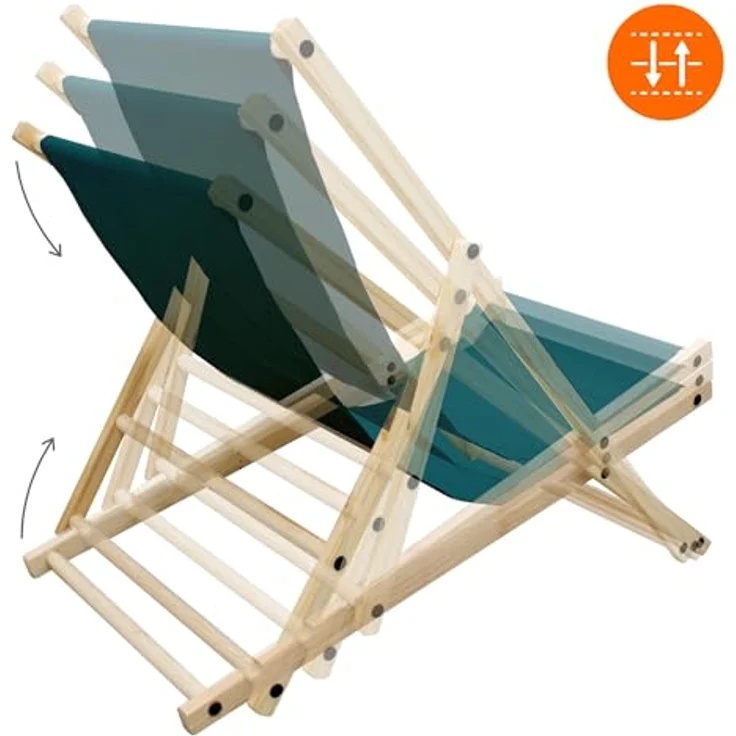 ECD Germany 2x Liegestuhl klappbar aus Holz, Dunkelgrün, bis 120kg, wetterfest mit drei Liegehöhen – Bild 6