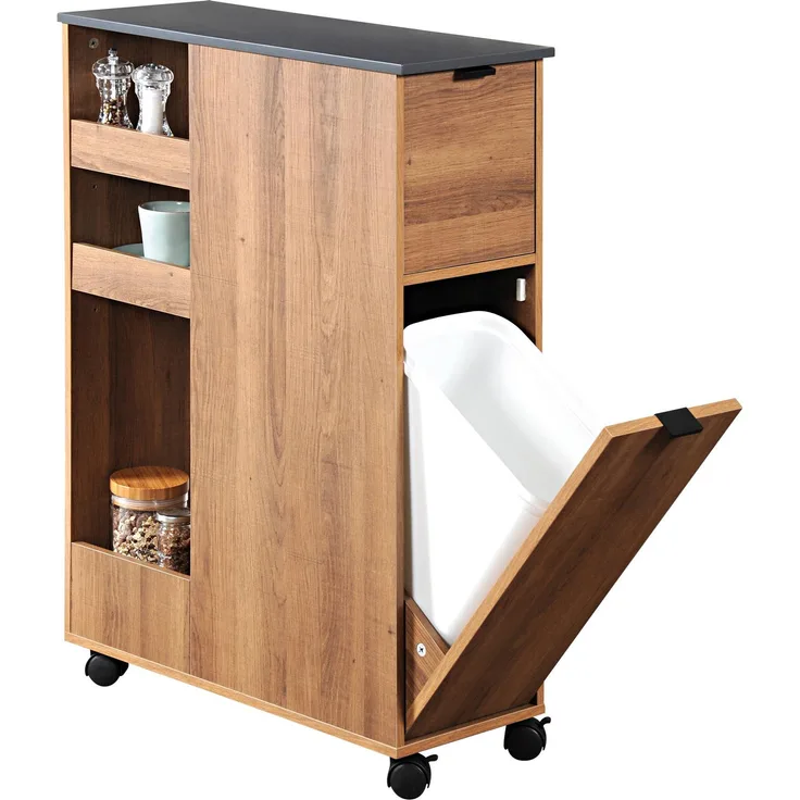 Küchenwagen mit Mülleimer, rustikal, KESPER