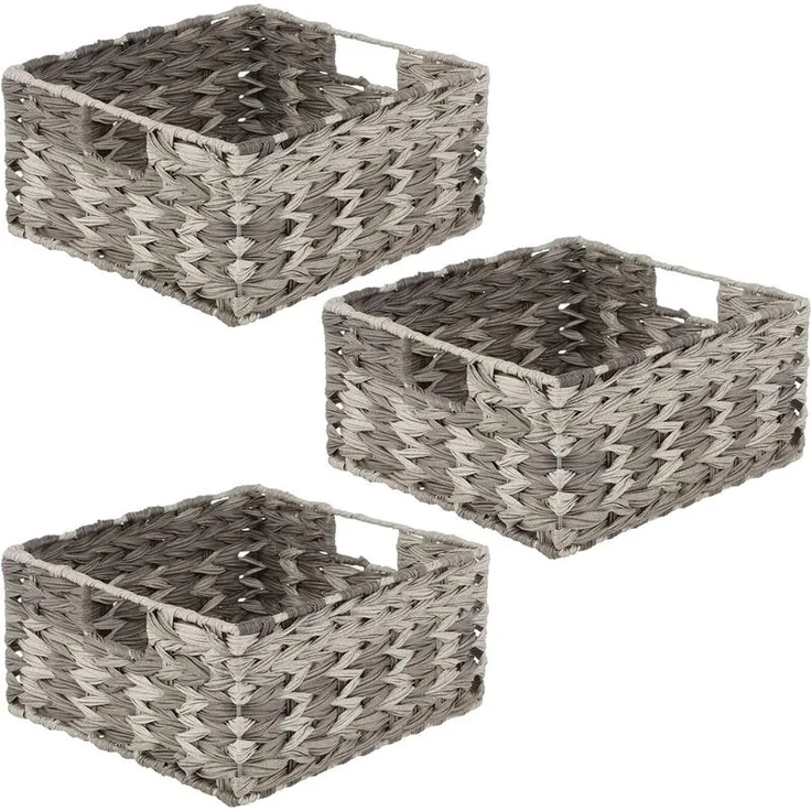 mDesign Aufbewahrung Flechtkorb Schrankkorb Regalbox Organizer 3er Set Grau Mix