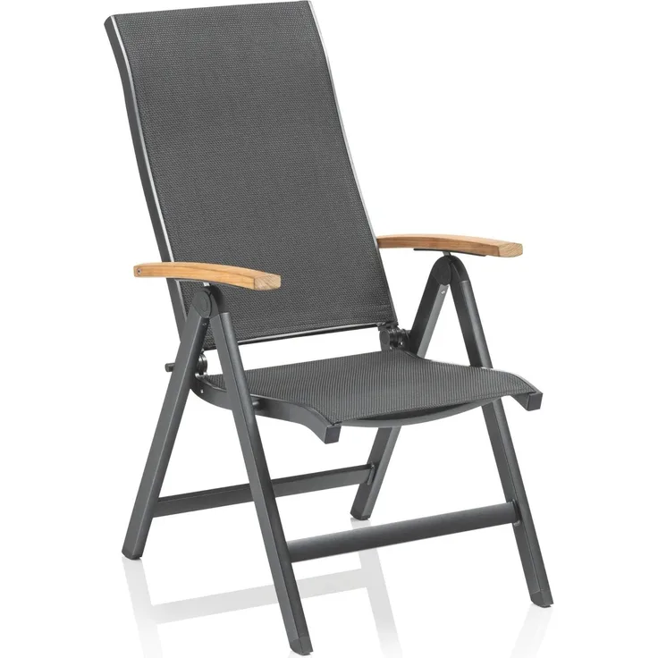 Kettler SLEEK CURVE Multipositionssessel Gartensessel Anthrazit / Teak