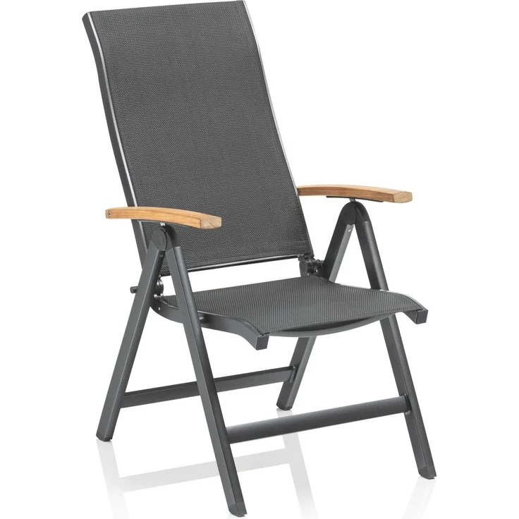 Kettler SLEEK CURVE Multipositionssessel Gartensessel Anthrazit / Teak – Bild 1