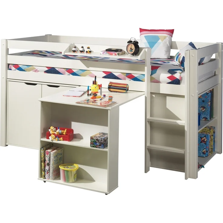 Spielbett Pino Set Kiefer und MDF Weiß