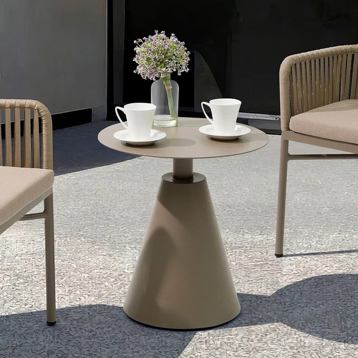 IDIMEX Beistelltisch AURORA, Lounge Gartentisch mit rundem Standfuß 50cm für Garten & Balkon beige – Bild 1