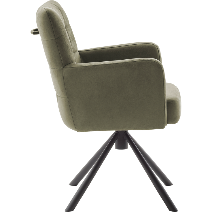Wohn Schick WINSTON Armlehnenstuhl, olive,Gestell: Mattschwarz lackiertLuxus-Komfortsitz, 360° drehbar, - H 88 cm x T 66 cm x B 62 cm – Bild 3