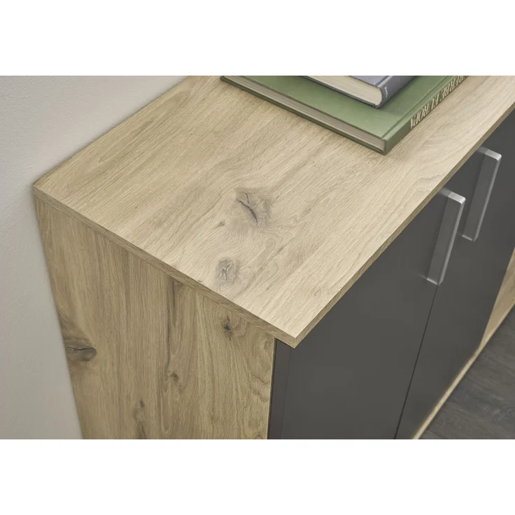 Kommode >BC 1040< 2 Türen, 2 Schubladen, in viking oak Dekor / grau - 80x84x35cm (BxHxT) – Bild 4