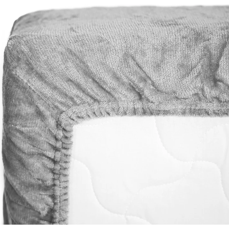 Plüsch Spannbettlaken 90-100 x 200 cm + 30 cm mit Rundumgummizug - Cashmere Touch 180 gsm Grau – Bild 3