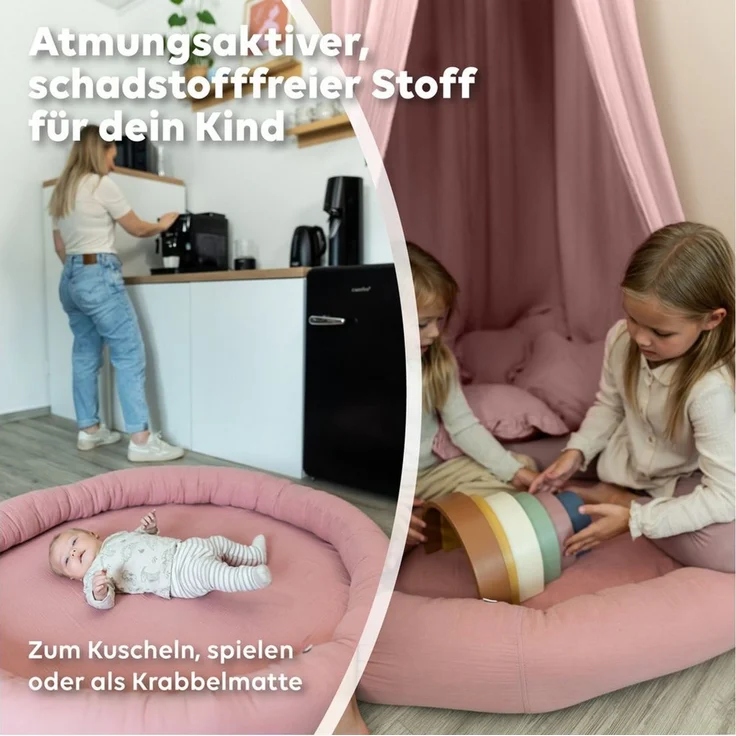 lilimaus Bodenkissen Sitzkissen für Kinder aus Musselin - Spielmatte & Kuschelecke, mit zarter Rüscheneinfassung - zum Lesen, Spielen & Kuscheln – Bild 3
