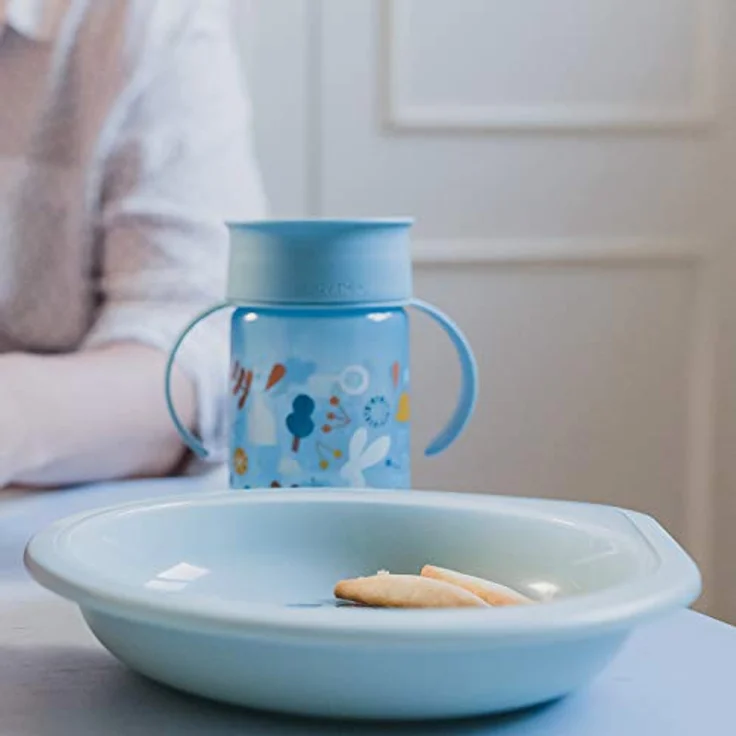 SUAVINEX Trinkbecher für Babys, mit Griffen und Auslaufschutz, für Babys + 12 Monate, spülmaschinenfest, blau, 340 ml, 401195 – Bild 7