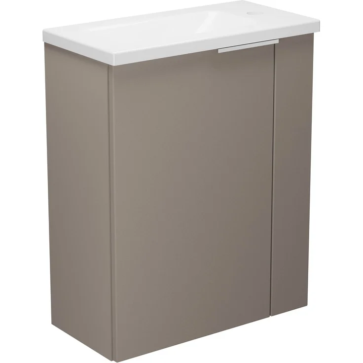 BADEDU UMEA Gäste WC Waschtisch Set 50 cm breit, Grau, Waschbecken Gussmarmor Weiß – Bild 1