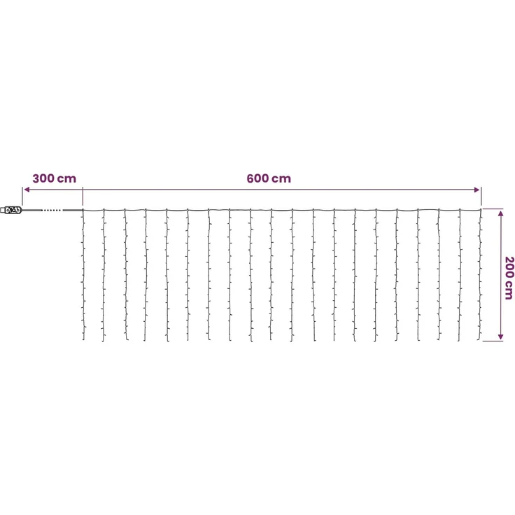 vidaXL Lichtervorhang 400 LEDs Kaltweiß 600 x 200 cm 42054080 – Bild 5