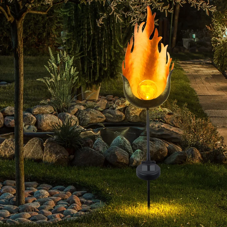 3er Set LED Solarlampen im Flammen Design, Feuereffekt – Bild 8
